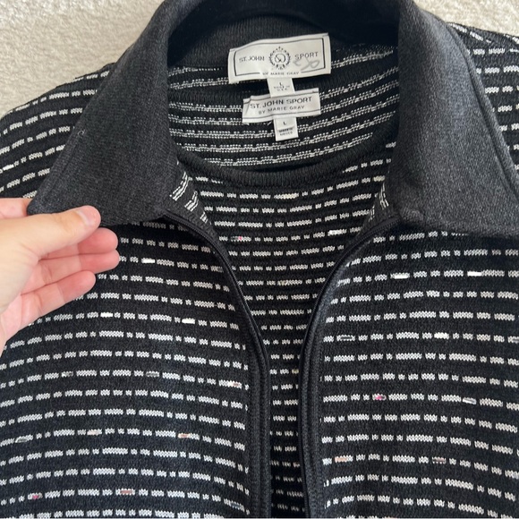 St. John Sport Women’s Black Wool Blend Zipper Cardigan Sweater Set Size Large - Picture 16 of 16